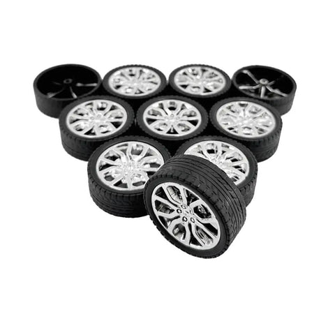 10 Piece Toy Car Wheel Set With Rubber Tires And 5 Round Shafts Axles For DIY RC Cars Trucks Robots Replacement Wheel Kit