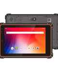 Tough As Nails 10.1 Inch Rugged Tablet Running Android 13 with IP67 waterproof shield, front and back view showcasing durability.