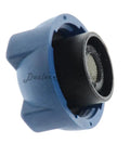 Side view of blue Porsche Radiator Cap OEM Replacement With Mesh Screen 996 106 447 04 Exact Fit Debris Blocking Mesh Cap