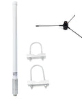 Fiberglass 17 Inch Ham Radio Base Antenna with Ground Plane Kit for 136 174 MHz UHF SO239 connector, mounting hardware.