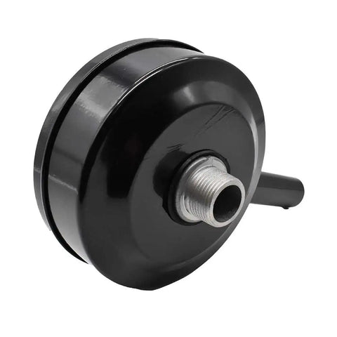 SA13 Compressor Air Intake Filter with metal body, five inch diameter, three quarter inch MPT, side view showing threading