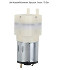 Smooth Operator Mini Vacuum Pump DC12V Low Noise Electric Air Motor with 5mm air nozzle, compact size for portable use.