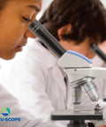Students using Monocular Compound Microscope With 40X To 400X Magnification, Cordless LED Illumination, Disc Diaphragm in lab