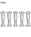 Top Shelf Quality M8x30mm Carbon Steel Screw Posts For 3/8 Inch Holes, set of five silver connecting fasteners.