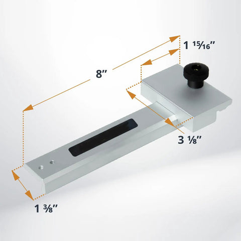 Pro Grade Track Saw Guide Square For Exact 90 Degree Cuts with dimensions showing universal T-slot design for woodworking.