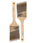 Two Pack 3 Inch Angle Paint Brushes With Durable Wooden Comfort Grip For Easy Control And A Thick Synthetic Filament