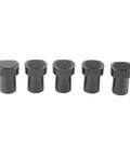 Heavy Duty Aluminum Alloy 20mm Bench Dogs and Stop Pegs Set for Woodworking Tables 5 Pack Rock Solid Clamps shown in a row
