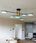 Turn Heads And Level Up Your Home With This 6 Head Sputnik Chandelier Featuring 360 Rotating Led Pendant Lights Adjustable Drop E27 Sockets For Dining Kitchen Living Rooms In Gold, featuring black and green accents.