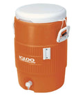 Orange Beverage Jug With White Seat Top Lid And Handles, 5 Gallon Capacity, Portable Hydration Dispenser For Picnics, Parties, Camping, And Events