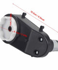 RS390 High Speed Electric Motor for Kids Ride On Toys, 6V 12V Compatible, black casing, dimensions noted, angled view