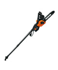 Pole Saw With Ten Foot Reach And Fast Twenty Eight Feet Per Second Chain Speed, 8 Amp Electric Pole Saw in orange and black