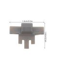 Image of a light gray 40Pcs Cabinet Door Hinge Restrictor Clips Soft Close Angle Limiter for 86 degree opening, dimensions 1.4cm x 1.4cm.