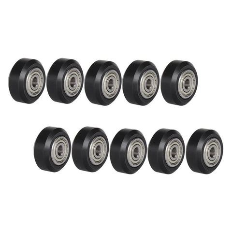 Top Notch V Shape Groove Plastic Bearing Pulleys For 3D Printer Rollers 5mm Bore 10 Pack Quiet Smooth Operation OpenBuilds Compatible Passive Ball Bearing Wheels arranged in two rows
