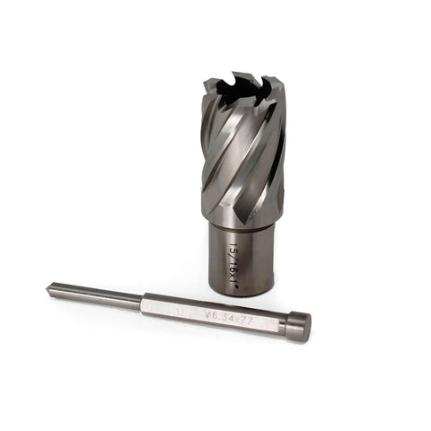 2-piece Oscarbide annular cutter with 3/4 in Weldon shank set; 15/16 in cutting diameter, 1 in depth