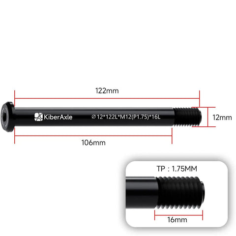 12mm Through Axle For Bike Forks And Rear Shocks Beefy Aluminum Alloy Hubs Adapter 180mm Length Thread Pitch 1.75mm Coarse M12 Nut