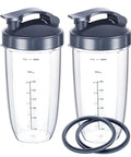 32 Oz Blender Replacement Cups With Measuring Scale, Includes Two Flip Top To Go Lids And Two Rubber Gaskets, 6 Pack