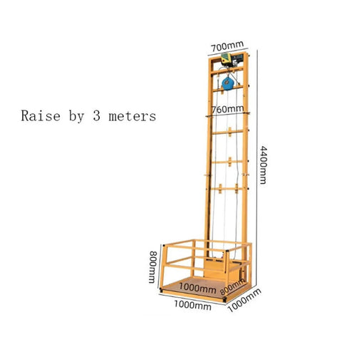 Heavy Duty Hydraulic Lifting Platform And Medium Freight Elevator For Home Or Garage With Smooth Cargo Hoist and Beefy Load Handling Plus Multi Purpose Workstation Upgrade, orange steel frame, dimensions 1000mm x 1000mm x 4400mm