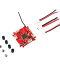 1S Tinywhoop Flight Controller with 5A 4-in-1 ESC, OSD, current meter, and DSM receiver for FPV drones, screws and connectors visible