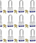 12 Pack Keyed Alike Laminated Padlocks 1-1/8 Inch Body With 1-1/2 Inch Shackle And 3/16 Inch Diameter All Locks Set To Key Code P812