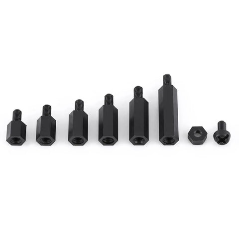 250 Piece Nylon Separation Spacer Set For PCBs, Acid Resistant Insulation, Hexagonal M3 Spacers, Male And Female Type A Columns, Durable PA66 Nylon Pro Grade For Reliable Electronics Assembly, black hex spacers set