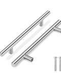 Stainless Steel T Bar Cabinet Handles With Satin Brushed Nickel Finish, 8 Inch And 5 Inch Center To Center Drawer Pulls with screws
