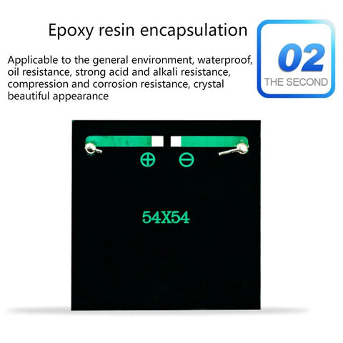 Back view of 2V 100mA Portable Solar Droplet Board for outdoor camping with epoxy resin encapsulation and acid resistance
