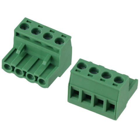 Green 4 Pole PCB Mount Terminal Block Connector Set 5 Pieces Male And Female 4 Pin Phoenix Type 5.08mm Spacing 300V 10A Rating Copper Block UL 94V0 Shell Pro Grade Electronics Wiring Harness