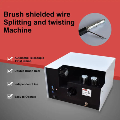 Heavy Duty Wire Twisting Machine With Adjustable Three Brush System For Precise Cable Shield Brushing Peeling And Cutting Versatile Automatic Tool fits multiple wire types, easy to operate.