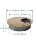 Zinc Alloy Desk Grommet For Wire Organization And Cable Management, 53mm Hole Cover, shown with measurements and electroplated finish