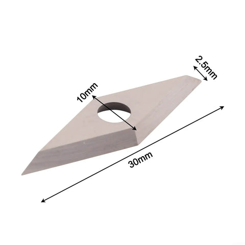 Top Shelf Carbide Indexable Inserts For Wood Lathe Turning Tools, square four-sided cutter measuring 30mm x 10mm x 2.5mm.