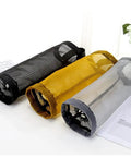 Black and colored mesh bag holders, for grocery plastic bags, space-saving organizers. Hanging Mesh Bag Holder Dispenser For Plastic Grocery Bags, Space Saving Organizer With Elastic Opening For Easy Access, Black, 2 Pack, Kitchen And Laundry Storage Solution