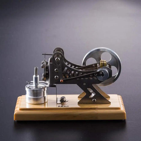 DIY Sterling Engine Kit For Vacuum Engine Model Enthusiasts, Tech Nerds, Physics Experiments, Desktop STEM Toy, Hands On Learning Demo, Build Your Own Vintage Heat Engine on wooden base