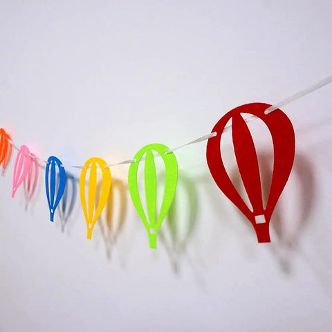 Colorful Felt Hot Air Balloon Garland Two Pack Banner Easy To Set Up For Birthday Party Sky Theme Wall Decor With 20 Balloons