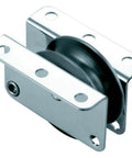 Stainless Steel 316 Series High Load Exit Block With 1100 Lb Load Capacity And 1-9/16 in Sheave For Heavy Duty Rope Pulley Systems Featuring Ball Bearing Exit And Wear Resistant Nylatron Sheave For Fibrous Or Wire Rope, close-up