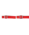 Two Pack Adjustable Tree Climbing Gear With Harness Belt showing red adjustable straps and buckles for safe climbing.