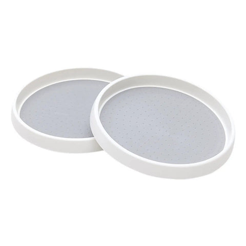 10 Inch Lazy Susan Turntable Pantry Organizer Set With Non Slip Fridge Spice Rack Spin Tray 2 Pack For Cabinets Pantries And Tables