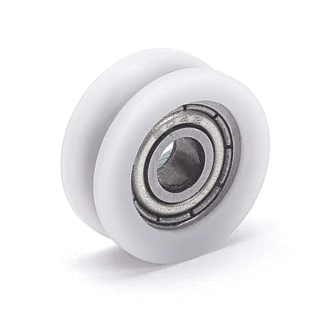 Heavy Duty White Nylon Pulley Wheel Featuring A Precision U Groove Channel For Seamless Sliding Door And Window Operations Offering Hella Smooth Silent Guidance That Delivers Zero Hassle Machine Efficiency.