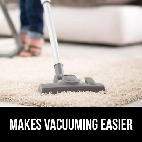 Vacuum cleaner on carpet depicting Extra Strong Rug Pad Gripper That Keeps Rugs From Moving On Tile Or Hardwood Floors, Slip Resistant Underlay Cushions, Reduces Bunching, Nonadhesive, Great For Carpets, 2x3 Feet