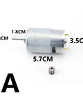 Heavy Duty 24V 200W Metal DL 555C Motor with dimensions for Kids Electric Cars, 18000 RPM, 9T variant, durable design.