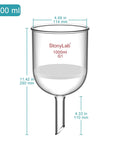 Pro Grade Borosilicate Glass Buchner Filtering Funnel With Coarse Frit 113 Mm ID 110 Mm Depth 24/40 Standard Taper Inner Joint