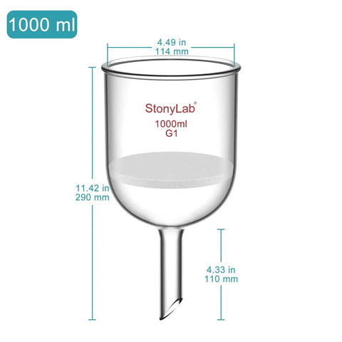 Pro Grade Borosilicate Glass Buchner Filtering Funnel With Coarse Frit 113 Mm ID 110 Mm Depth 24/40 Standard Taper Inner Joint