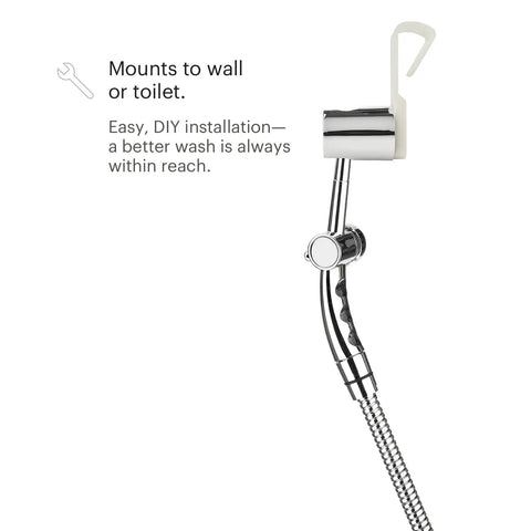 Handheld Toilet Bidet Sprayer With Precision Pressure Jet, Chrome finish with ergonomic design, thumb control, wall mount option