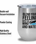 12 Oz Boating Wine Tumbler For Boaters Wind And Water Ready Stainless Steel Drinking Cup With Text And Features