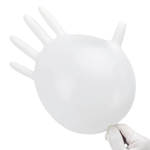Straight Up Reliable Disposable Nitrile Exam Gloves, White Powder Free Build, Rock Solid 3 Mil Coverage For Medical Rounds, Kitchen Prep, Barber Work, Or Heavy Duty Home Cleaning, Box Of 100, shown as a hand-shaped glove.
