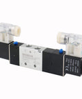 Pneumatic Solenoid Valve 4V230C-08 24V DC Internally Piloted, 5 Way 3 Position, PT1/4 Inlet Outlet Exhaust PT1/8, Normally Closed, Industrial Quality Air Control Valve for Automation, front view