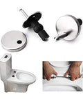 Universal Toilet Seat Quick Release Hinge Fittings Pair Stainless Steel with top mount nuts for quick installation.