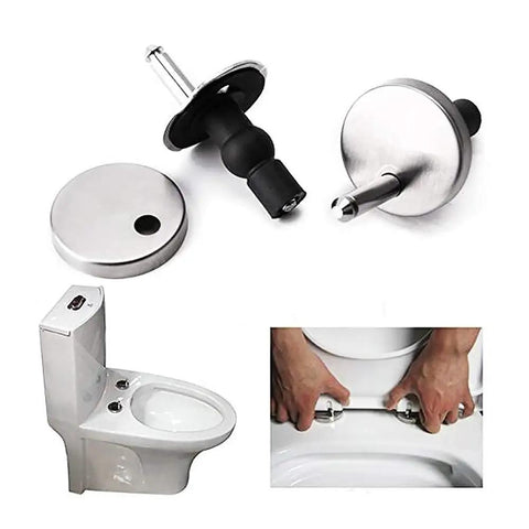 Universal Toilet Seat Quick Release Hinge Fittings Pair Stainless Steel with top mount nuts for quick installation.