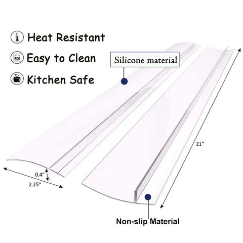 Two Pack 21 To 25 Inch Silicone Stove Gap Covers Flexible Food Grade Gap Filler For Kitchen Counter And Stovetop Semi Clear BPA Free