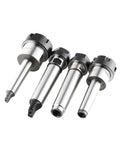 Four CNC ER tool holders for lathe spindles, MTB taper design, made of durable metal, ideal for precision machining tasks.