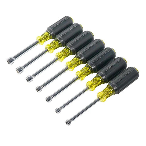Metric Nut Driver Set 5mm 5.5mm 6mm 7mm 8mm 9mm 10mm With Pass Through Hollow Shafts and 3 Inch Chrome Plated Tips 7 Piece Hand Tool Kit USA Made